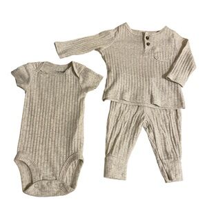Carters 0-3m Ribbed Gray Baby Outfit Set EUC